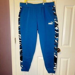 Puma Blue and Black Jogger Sweatpants with Camo Sides
